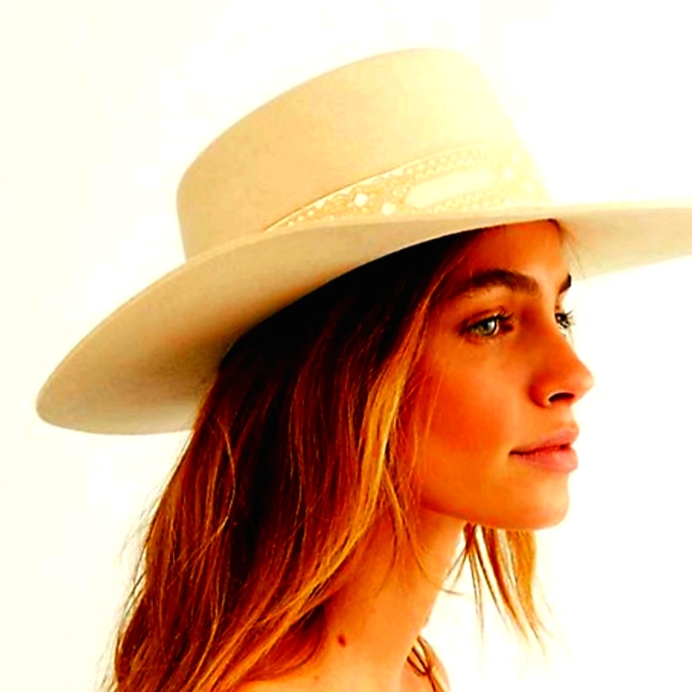 Free People lack of color Sierra gold Rancher hat